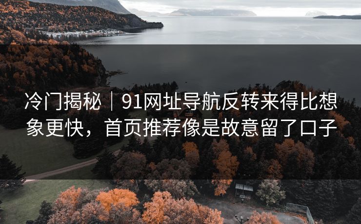 冷门揭秘｜91网址导航反转来得比想象更快，首页推荐像是故意留了口子