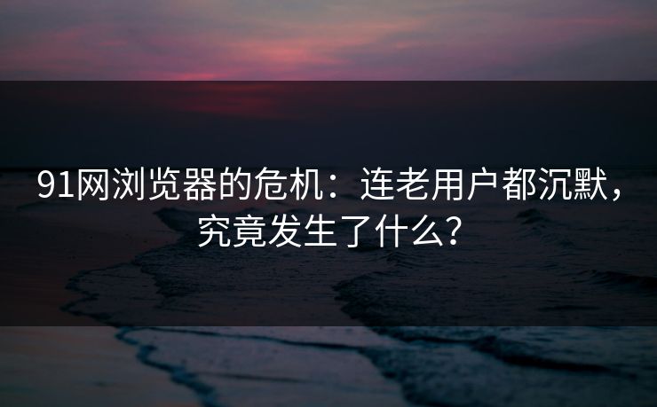 91网浏览器的危机：连老用户都沉默，究竟发生了什么？