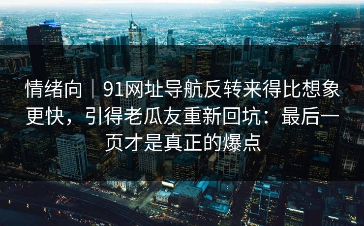 情绪向｜91网址导航反转来得比想象更快，引得老瓜友重新回坑：最后一页才是真正的爆点