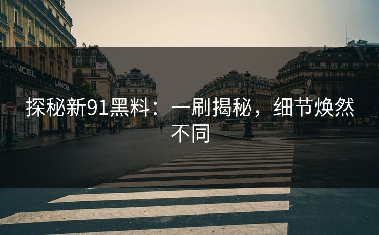 探秘新91黑料：一刷揭秘，细节焕然不同