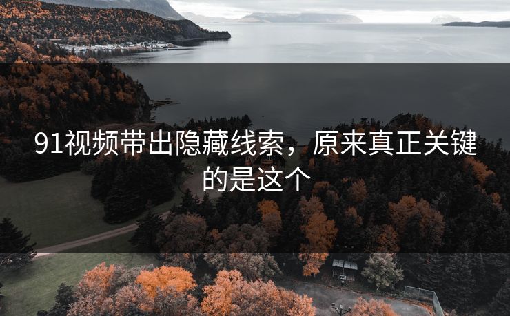 91视频带出隐藏线索，原来真正关键的是这个