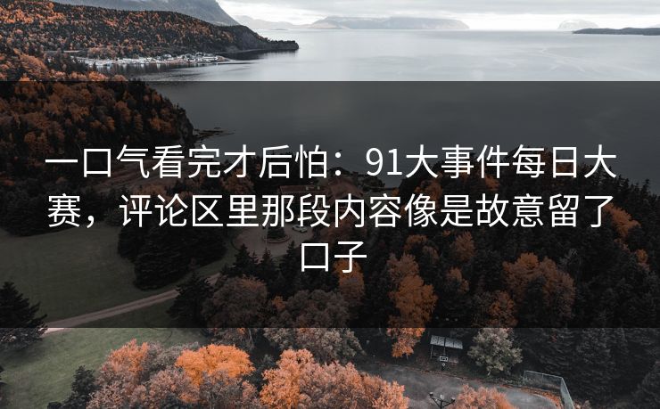一口气看完才后怕：91大事件每日大赛，评论区里那段内容像是故意留了口子