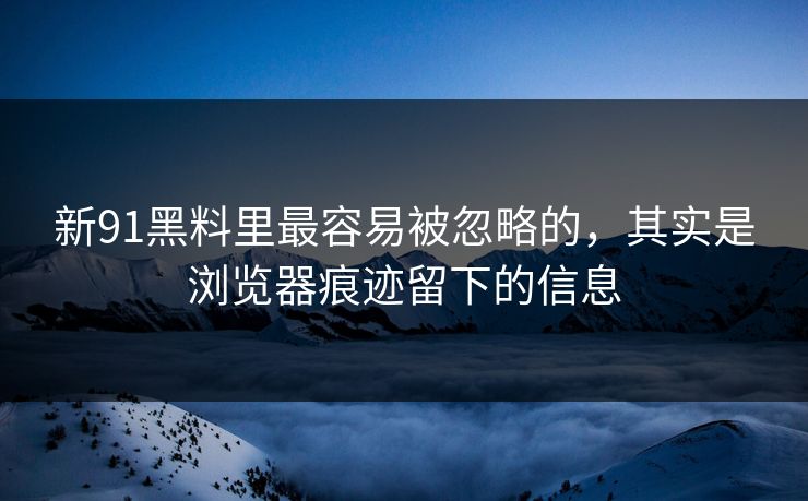 新91黑料里最容易被忽略的，其实是浏览器痕迹留下的信息