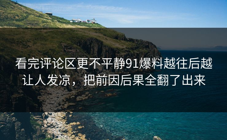 看完评论区更不平静91爆料越往后越让人发凉，把前因后果全翻了出来
