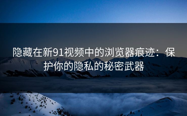 隐藏在新91视频中的浏览器痕迹：保护你的隐私的秘密武器