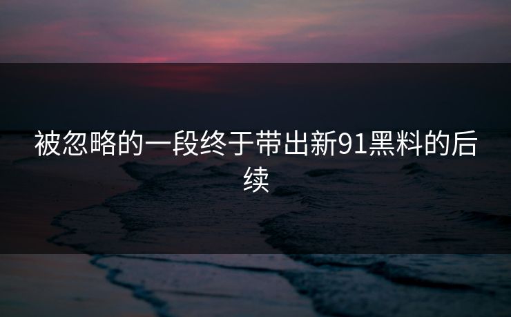 被忽略的一段终于带出新91黑料的后续