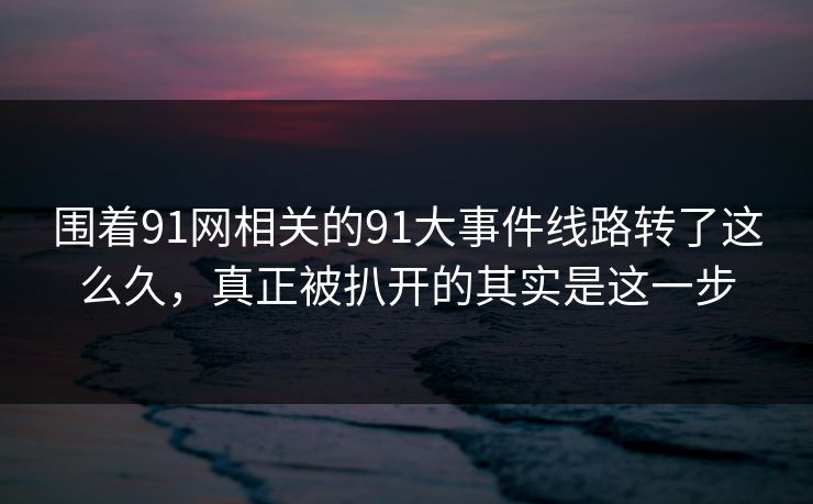 围着91网相关的91大事件线路转了这么久，真正被扒开的其实是这一步